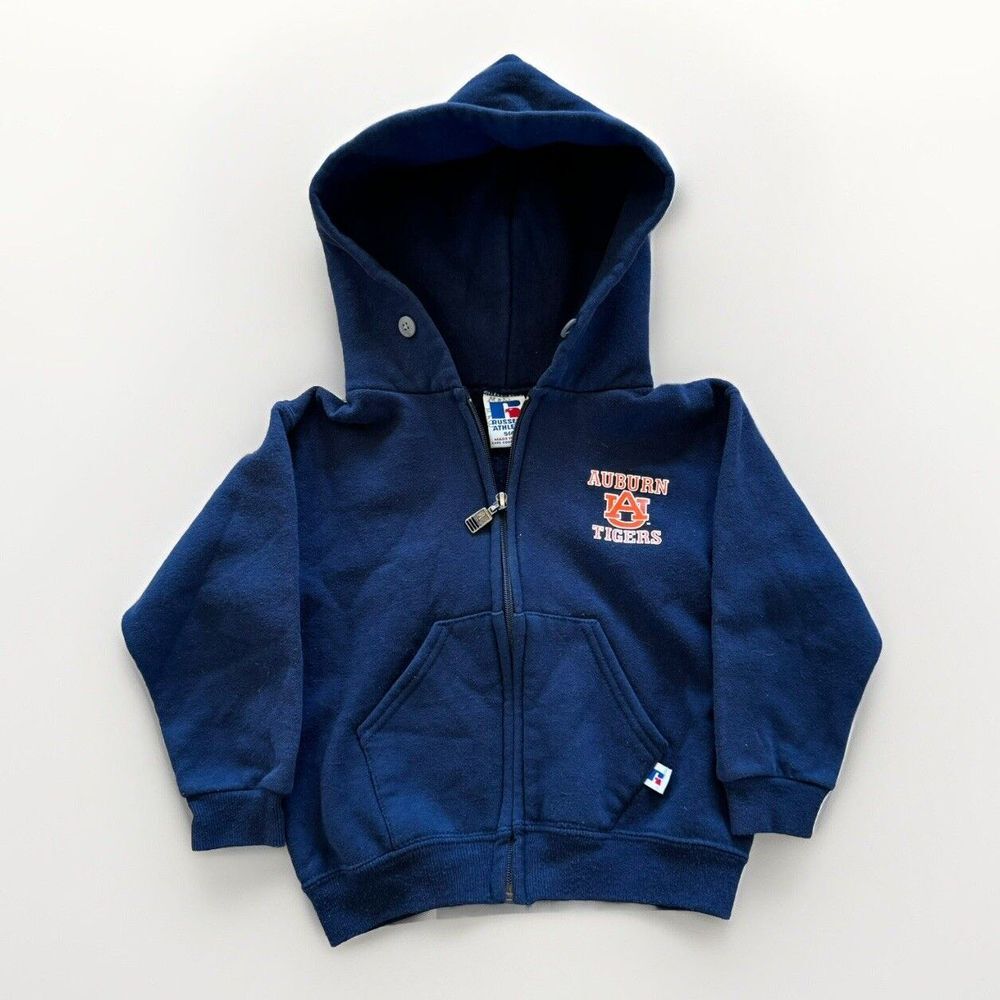 Vintage Auburn Tigers Sweatshirt Size S Blue Fleece Kids Russell Athletic Hoodie